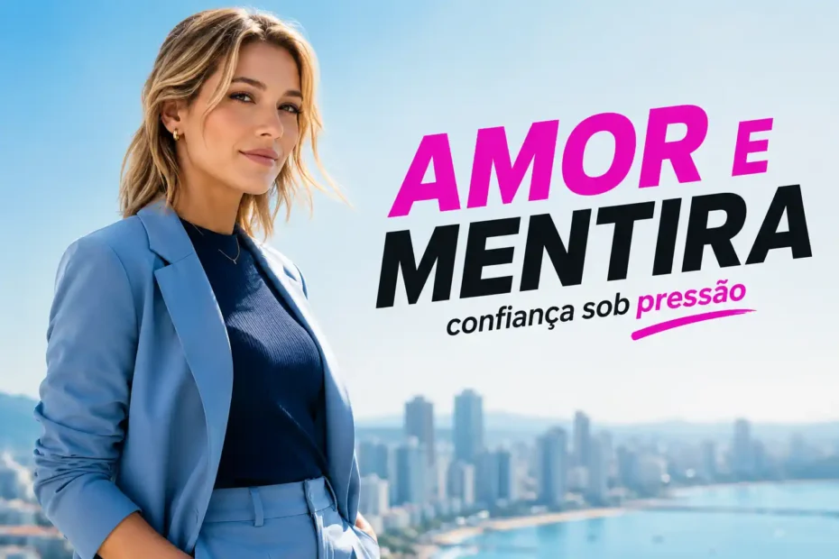 Imagem editorial sobre Eye Detect em reality show, amor, mentira, confiança sob pressão e limites da detecção automática.