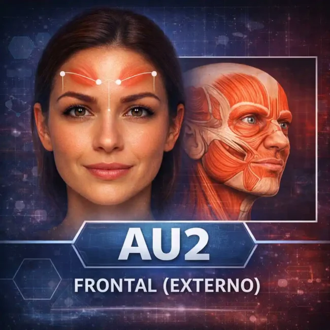 AU2 na anatomia facial mostrando o levantador externo da sobrancelha segundo o FACS e sua aplicação na análise comportamental