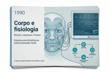 Representação conceitual de estudos psicofisiológicos sobre expressão facial conduzidos por Ekman, Levenson e Friesen na década de 1990.